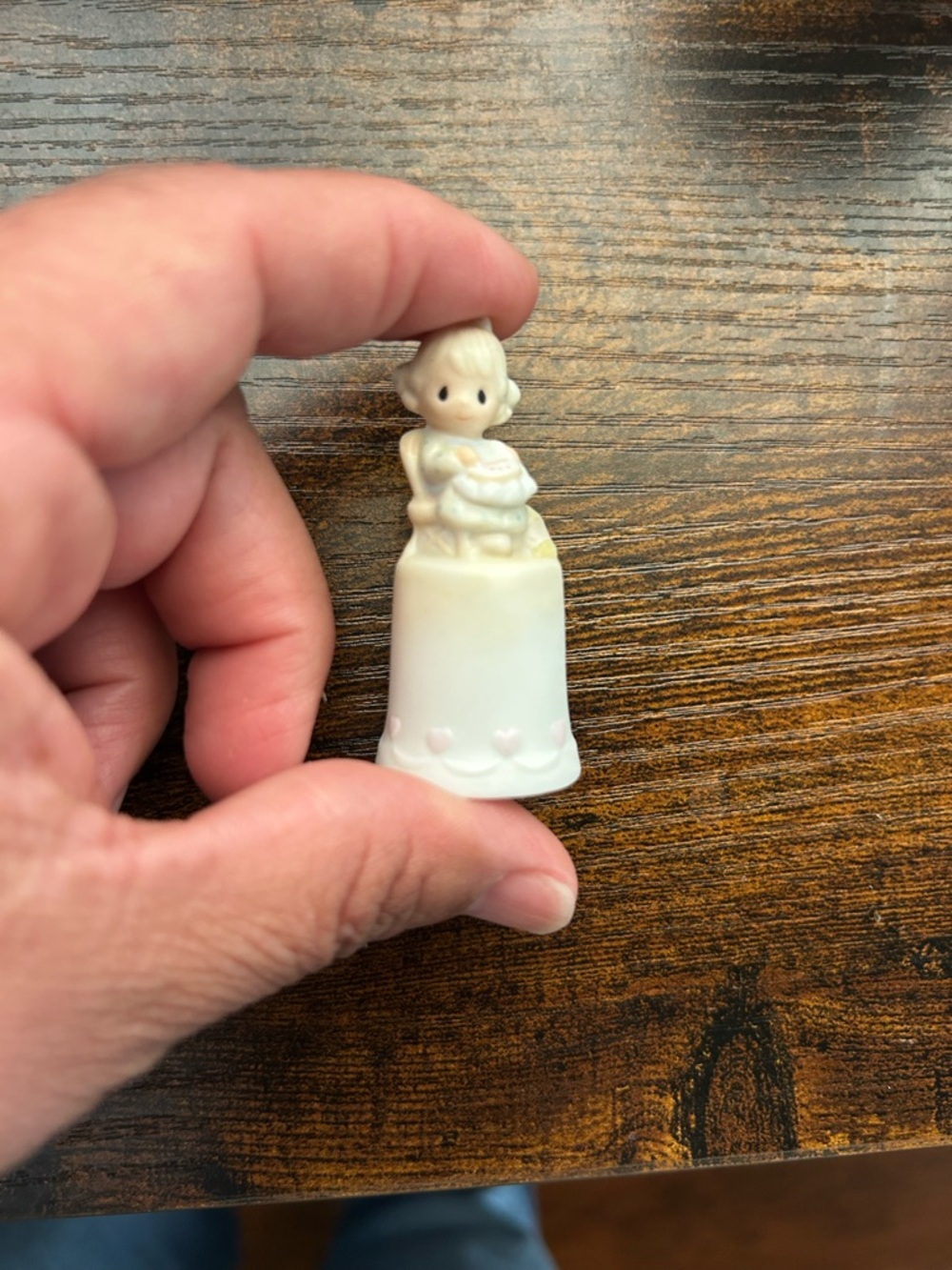 Precious Moments Cream and Pastel Figurine Thimble